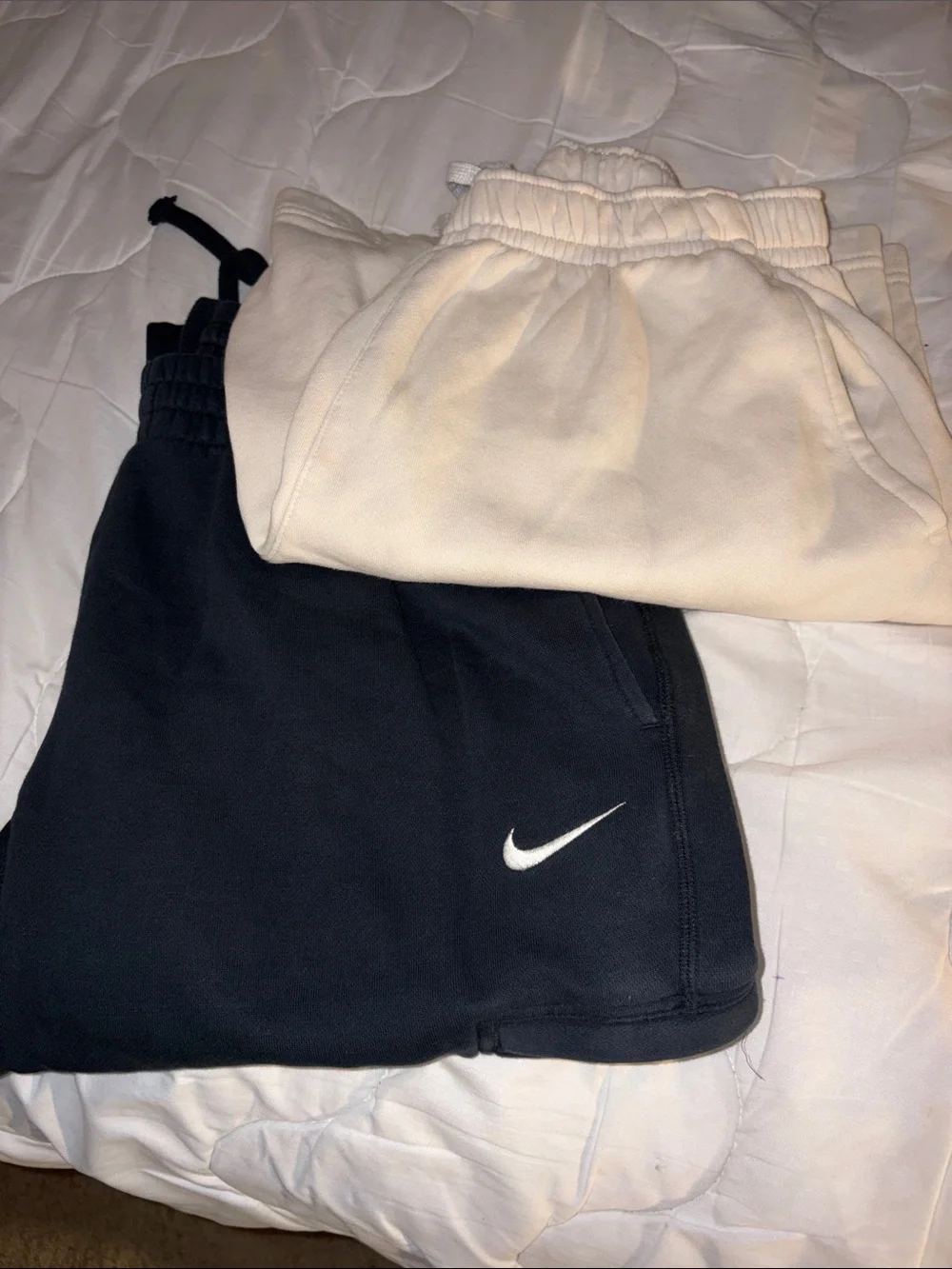 Nike Beige Mens Athletic Shorts with White Swoosh